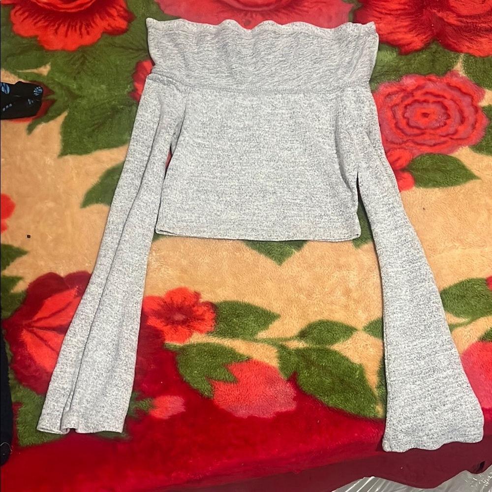 Gray Off-Shoulder Sweater